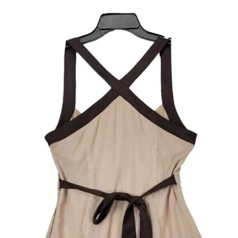 A' Reve Beige Dress Size Medium Women Sleeveless Fit & Flare Ruffle - Picture 5 of 9